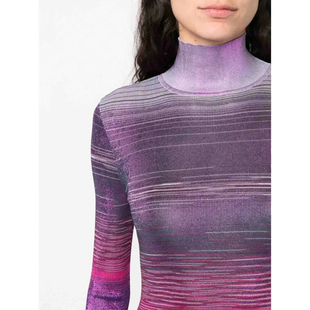 New Missoni Mini Long Sleeve Dress Metallic Purple Fall Knit Revolve Rare - Picture 8 of 10